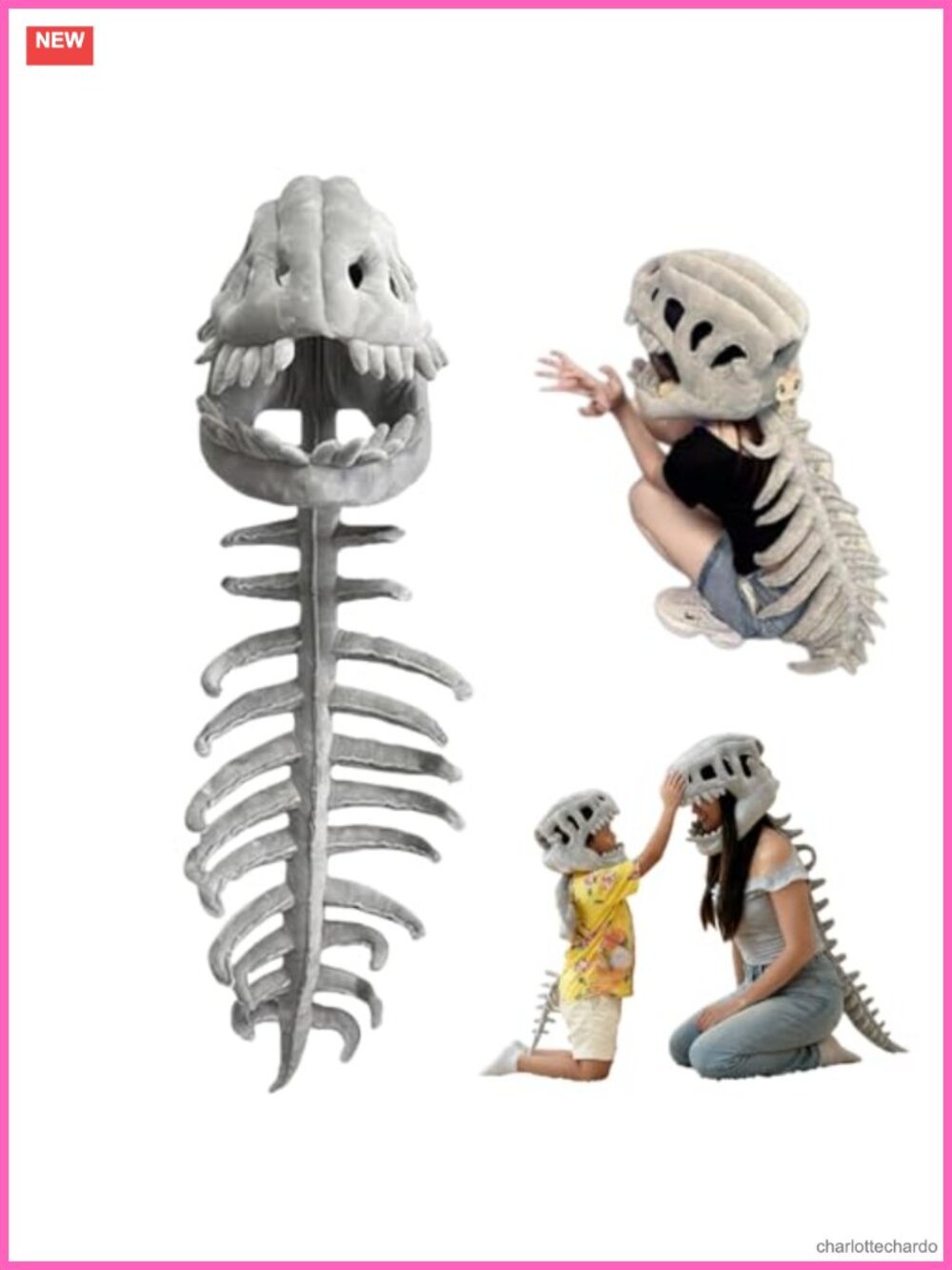 Dinosaur Skeleton Costume 3D Spinosaurus Skull Plush Mask Tail Pretend Play